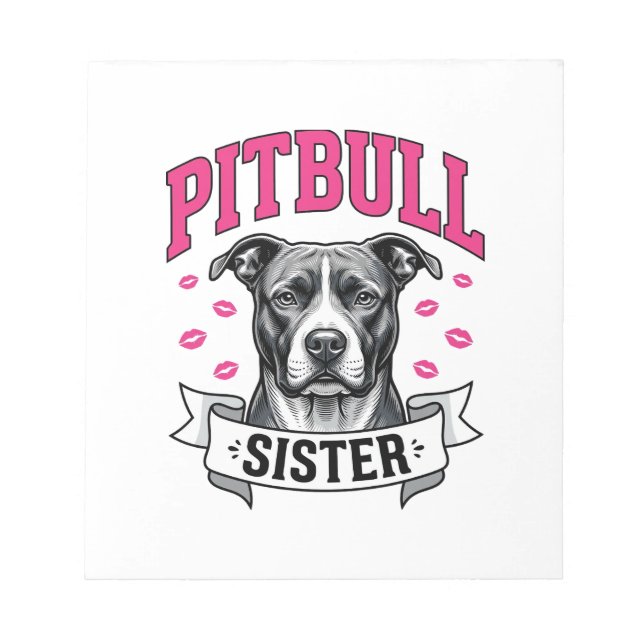 Bloco De Notas Irmã Pitbull Design Vetorial de Amante de Cachorro (Frente)