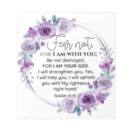 Bloco De Notas Isaiah 41:10 Medo não Escritura Floral Roxa
