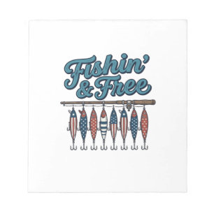 Bloco De Notas Isca de Pesca Patriótica Vintage Fishin' & Free