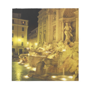 Bloco De Notas Itália, Roma. Fonte de Trevi à noite.