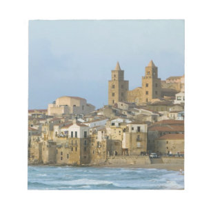 Bloco De Notas Itália, Sicília, Cefalù, Vista com Duomo a partir