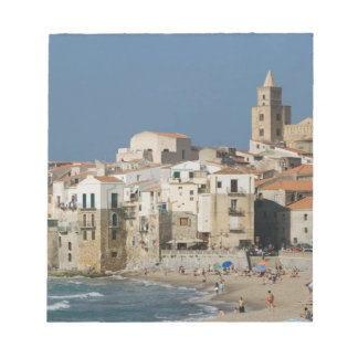 Bloco De Notas Itália, Sicília, Cefalù, Vista da cidade com Duomo