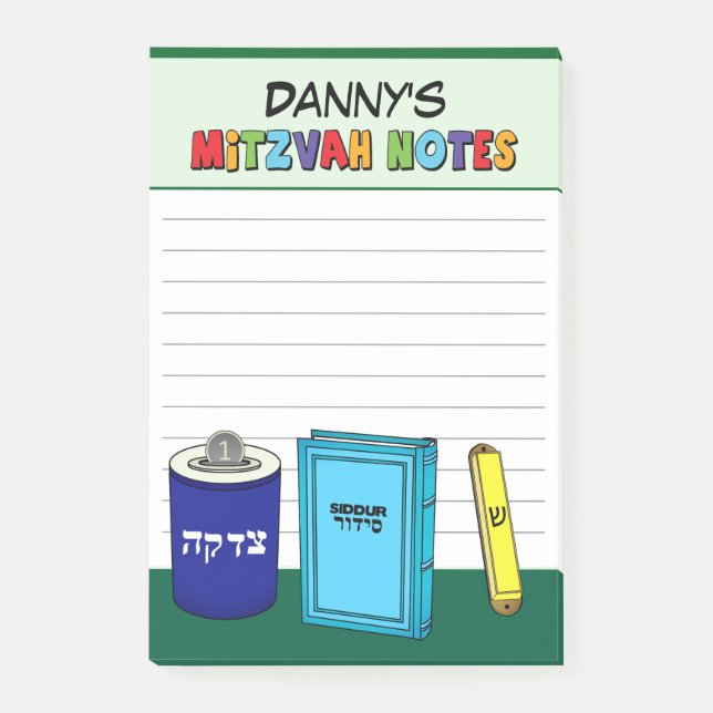 Bloco De Notas Itens de Mitzvah Personalizados - Verde (Frente)