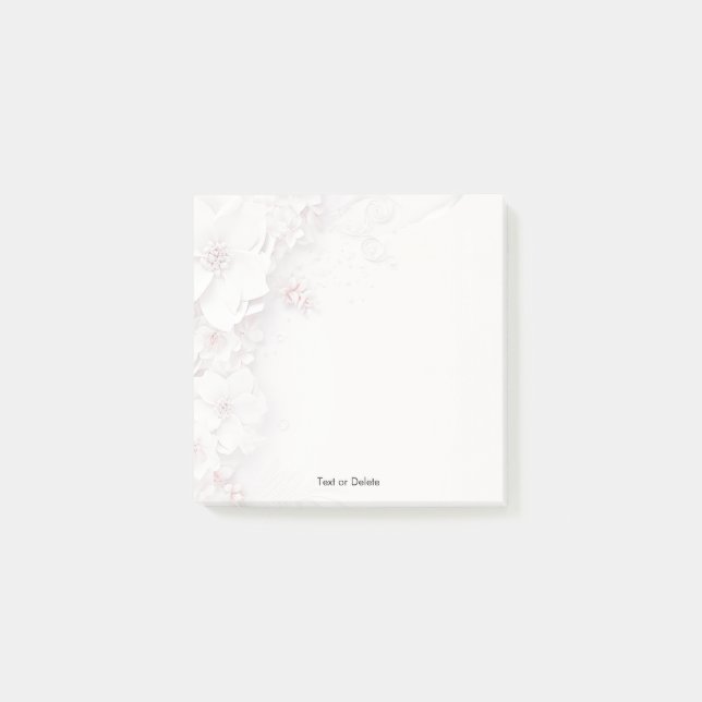 Bloco De Notas Ivory Blush Pink Posta Floral Notas (Frente)