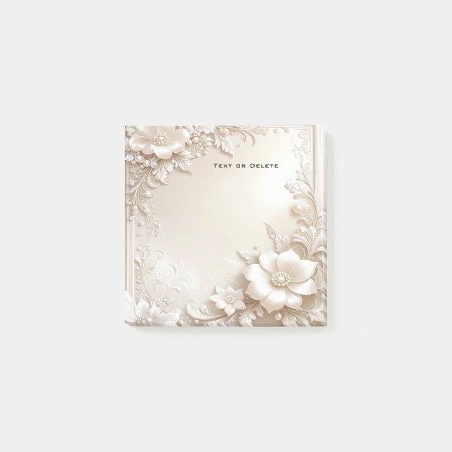 Bloco De Notas Ivory Flowers Post it Notes (Frente)