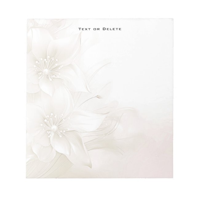 Bloco De Notas Ivory White Flowers Notepad (Frente)