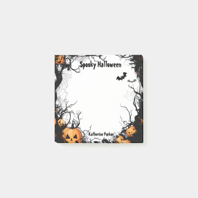 Bloco De Notas Jack O Lantern Spooky Halloween (Frente)