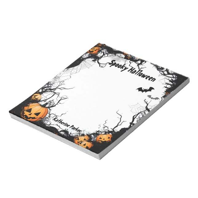 Bloco De Notas Jack O Lantern Spooky Halloween (Invertido)