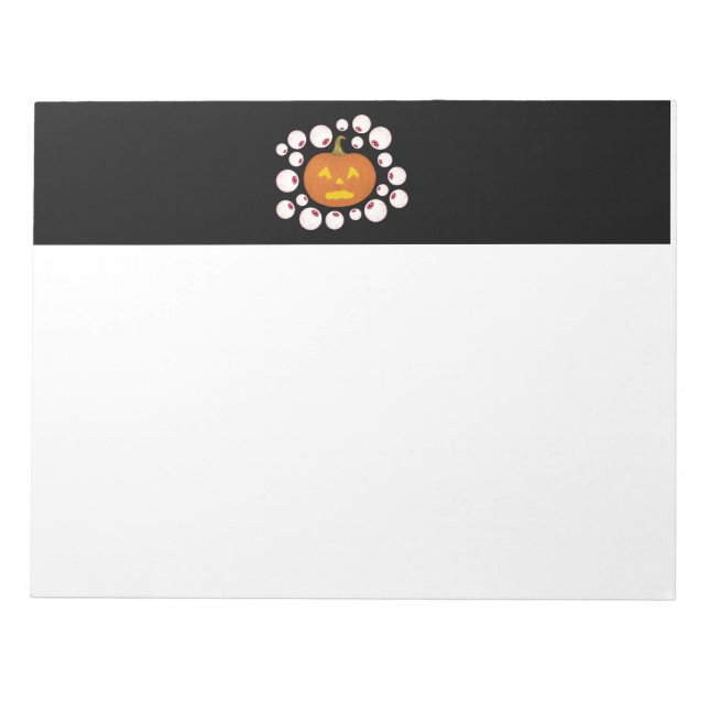Bloco De Notas Jack-o-Lanterna Pumpkin e Olhais na Escuridão (Frente)
