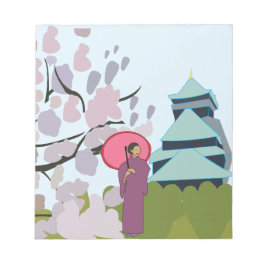 Bloco De Notas Japão Cherry Blossom Geisha Kimono
