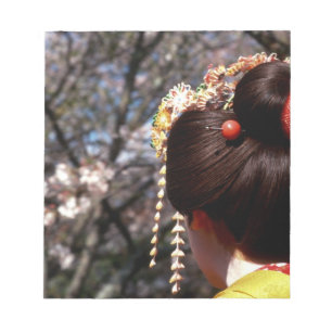 Bloco De Notas Japão, Kyoto. Vista traseira aproximada da geisha