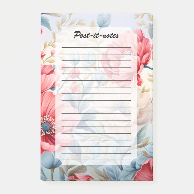 Bloco De Notas Jardim Botânico de Flores Românticas Elegantes (Frente)