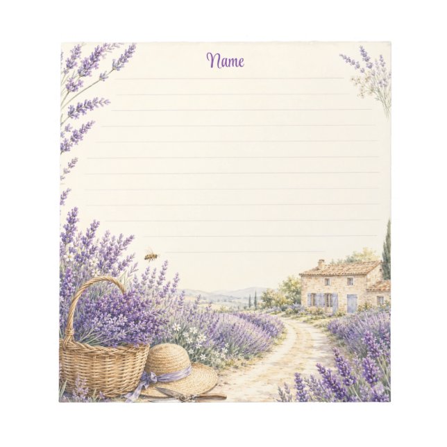 Bloco De Notas Jardim da Casa de Campo com Lavanda da Provença (Frente)