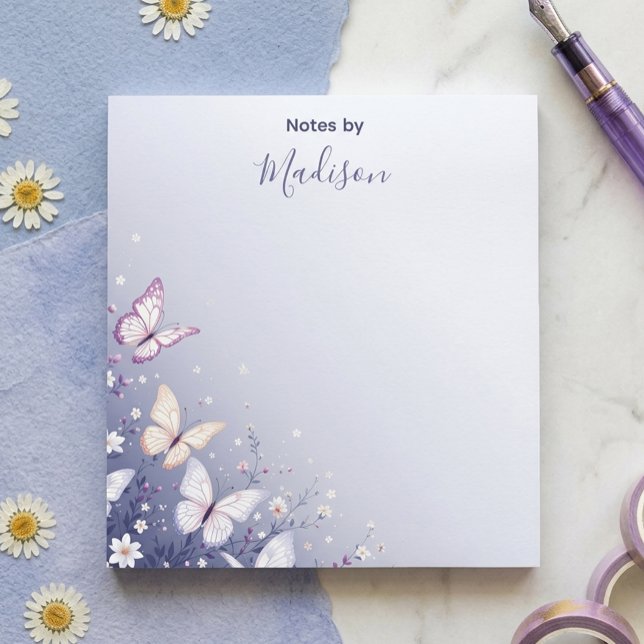 Bloco De Notas Jardim de Borboletas Personalizado Elegante (Criador carregado)