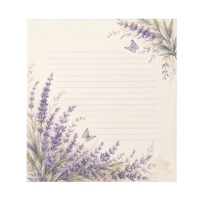 Bloco De Notas Jardim de Campo de Lavanda em Aquarela com Linhas  (Frente)