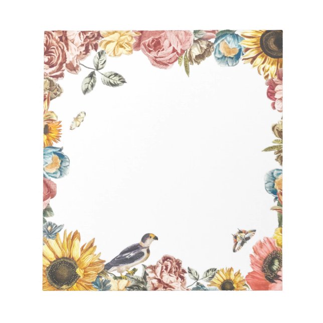 Bloco De Notas Jardim de flores da vinha (Frente)