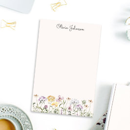 Bloco De Notas Jardim de Flores Silvestres com Nome Personalizado