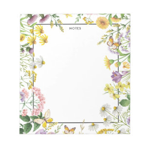 Bloco De Notas Jardim de flores silvestres da Watercolor Vintage,