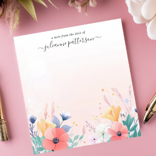 Bloco De Notas Jardim de Flores Silvestres em Pastel Personalizad