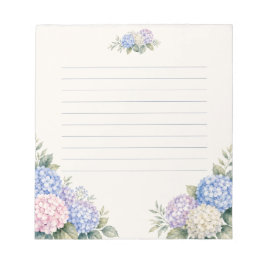 Bloco De Notas Jardim de Hortênsias Aquarelado com Linhas 