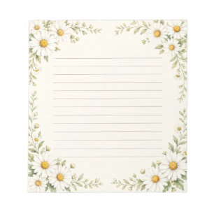 Bloco De Notas Jardim de Margaridas em Aquarela com Linhas Florai