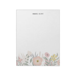 Bloco De Notas Jardim de primavera em aquarela moderna com flora 
