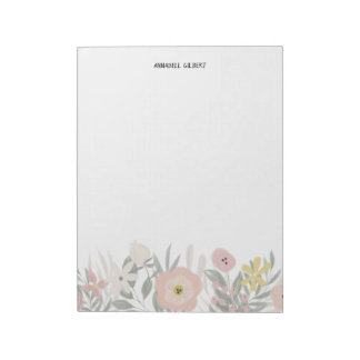 Bloco De Notas Jardim de primavera em aquarela moderna com flora 
