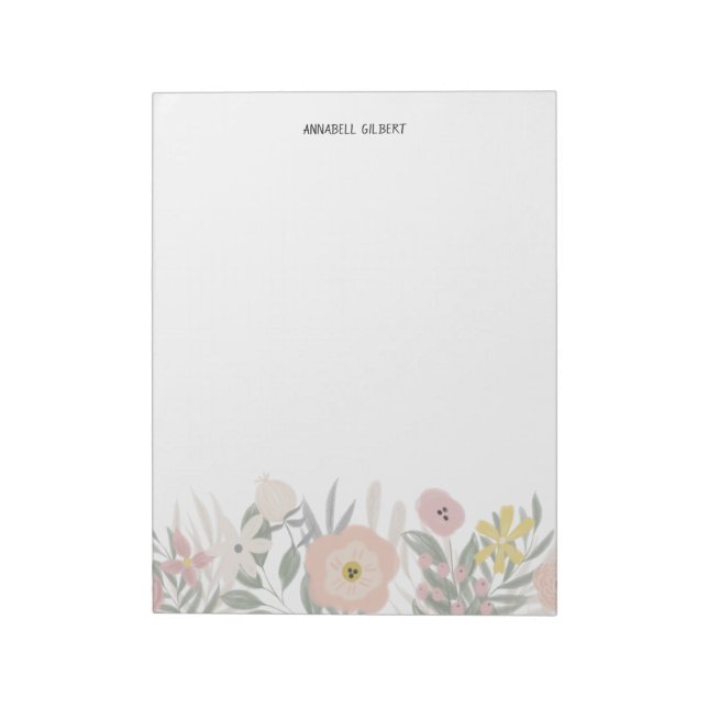 Bloco De Notas Jardim de primavera em aquarela moderna com flora  (Invertido)