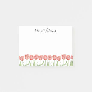 Bloco De Notas Jardim de Tulipas Cor-de-Rosa Bonito Personalizado