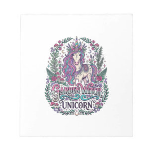 Bloco De Notas Jardim de Unicórnio Bruxa Unicórnio Roupas Colorid