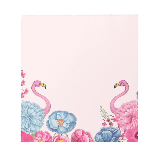 Bloco De Notas Jardim exótico de flamingos rosa (Frente)