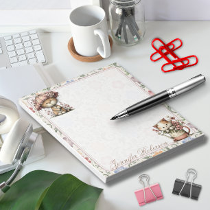 Bloco De Notas Jardim Floral Botânico Inglês Chintz Gatos