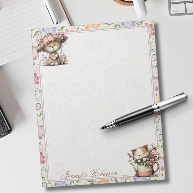 Bloco De Notas Jardim Floral Botânico Inglês Chintz Gatos (Criador carregado)