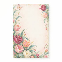 Jardim Floral de Tulipas em Aquarela Elegante 