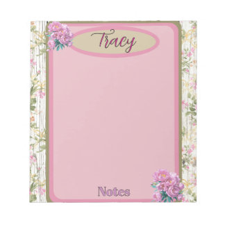 Bloco De Notas Jardim Floral Rosa Cottagecore Personalizado