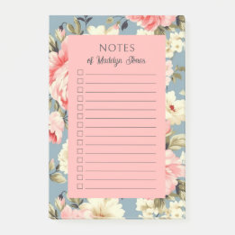 Bloco De Notas Jardim Floral Rosa de Campo Francês