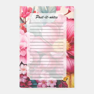 Bloco De Notas Jardim Floral Tropical Rosa Exótico