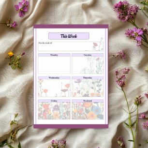 Bloco De Notas Jardim Roxo Florido_ Esta Semana