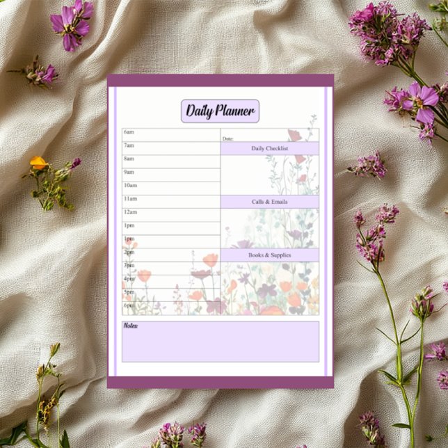 Bloco De Notas Jardim Roxo Florido _ Planejador Diário (Criador carregado)