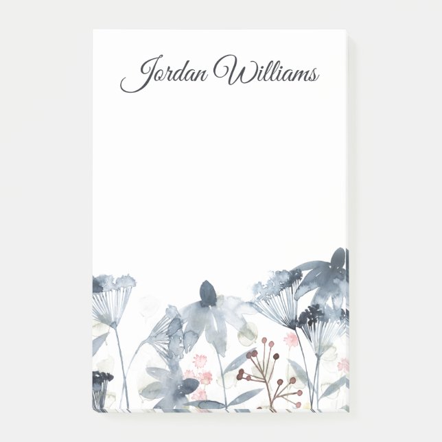 Bloco De Notas Jardins Camadas - Flores de Aquarela (Frente)