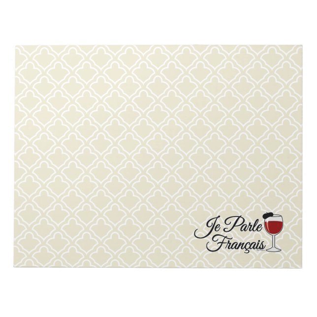 Bloco De Notas Je Parle Francais eu falo a boina do vidro de (Frente)