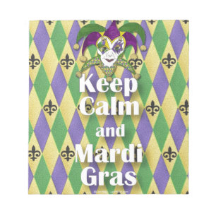 Bloco De Notas Jester Mask Keep Calm e Mardi Gras