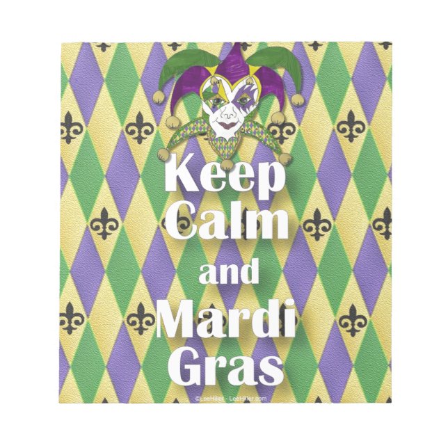 Bloco De Notas Jester Mask Keep Calm e Mardi Gras (Frente)