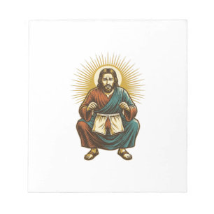 Bloco De Notas Jesus Ajustando Cueca Incomoda no Meio do Agachame