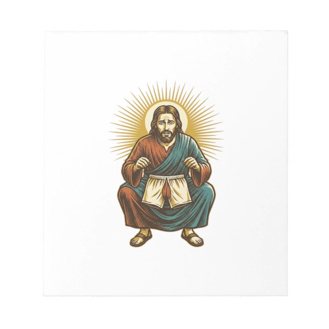 Bloco De Notas Jesus Ajustando Cueca Incomoda no Meio do Agachame (Frente)