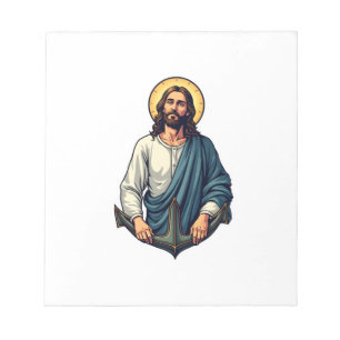 Bloco De Notas Jesus Âncora Esperança Camiseta Gravura Vintage 2