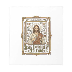 Bloco De Notas Jesus Bordado Trabalho de Agulha Jesus Bordado Agu