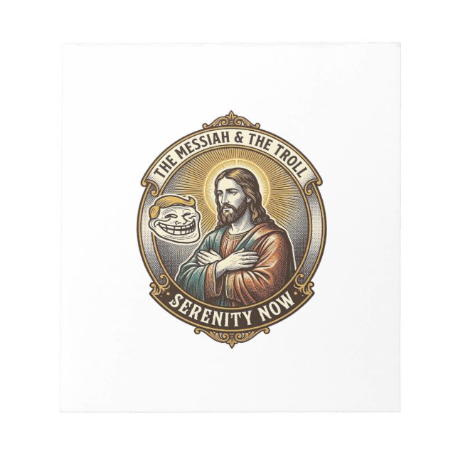 Bloco De Notas Jesus Cruzando os Braços Emoji de Rosto de Troll d (Frente)