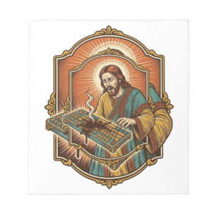 Bloco De Notas Jesus Derrama Café Teclado Mecânico Quebrado Tecno