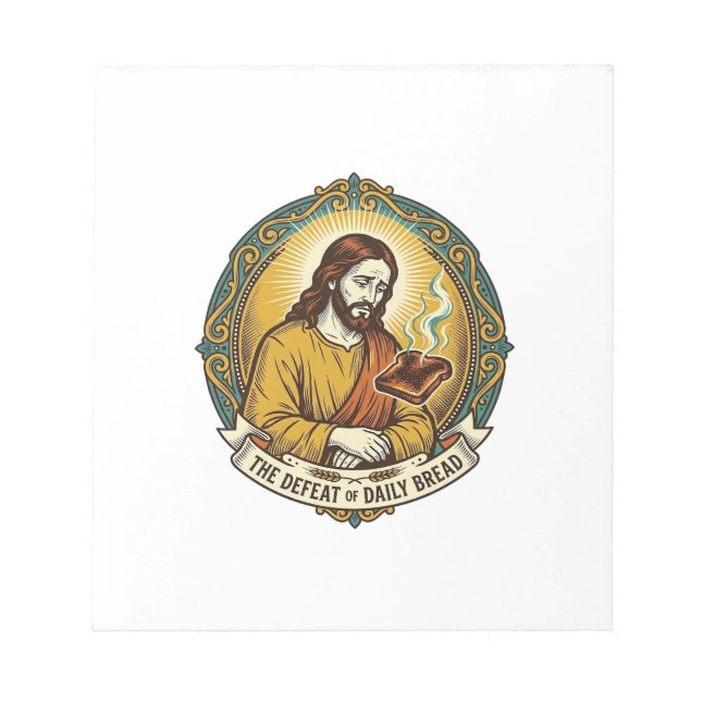 Bloco De Notas Jesus Derrotado Fumando Torradas Queimadas Cozinha (Frente)